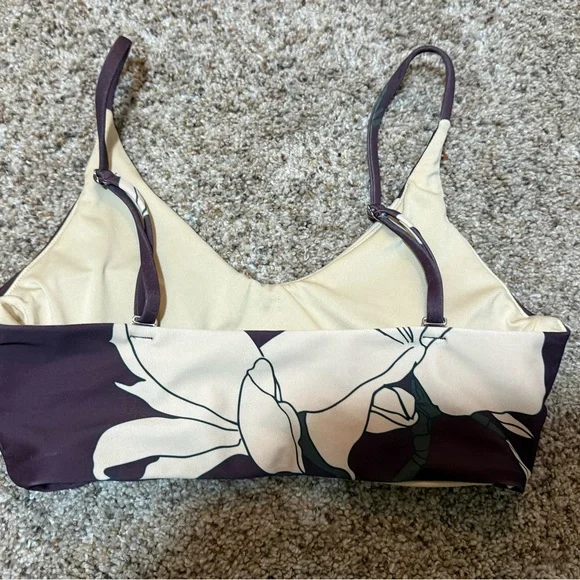 Albinion Purple Floral Sports Bra XS Yoga Gym Athleisure - Picture 2 of 4